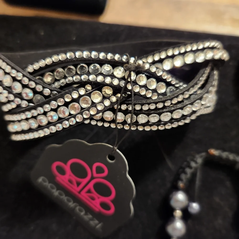 Black and Silver Rhinestone Bracelets - Picture 3 of 5